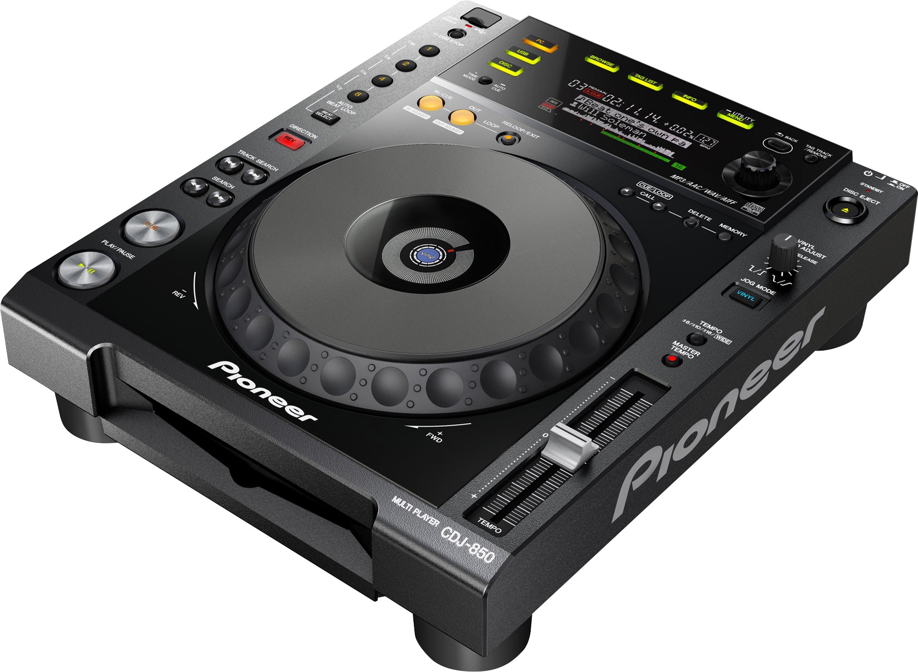 先锋 Pioneer CDJ850K 打碟机 DJ播放器 数字平台 带全刮擦轮和rekordbox支架（黑色）