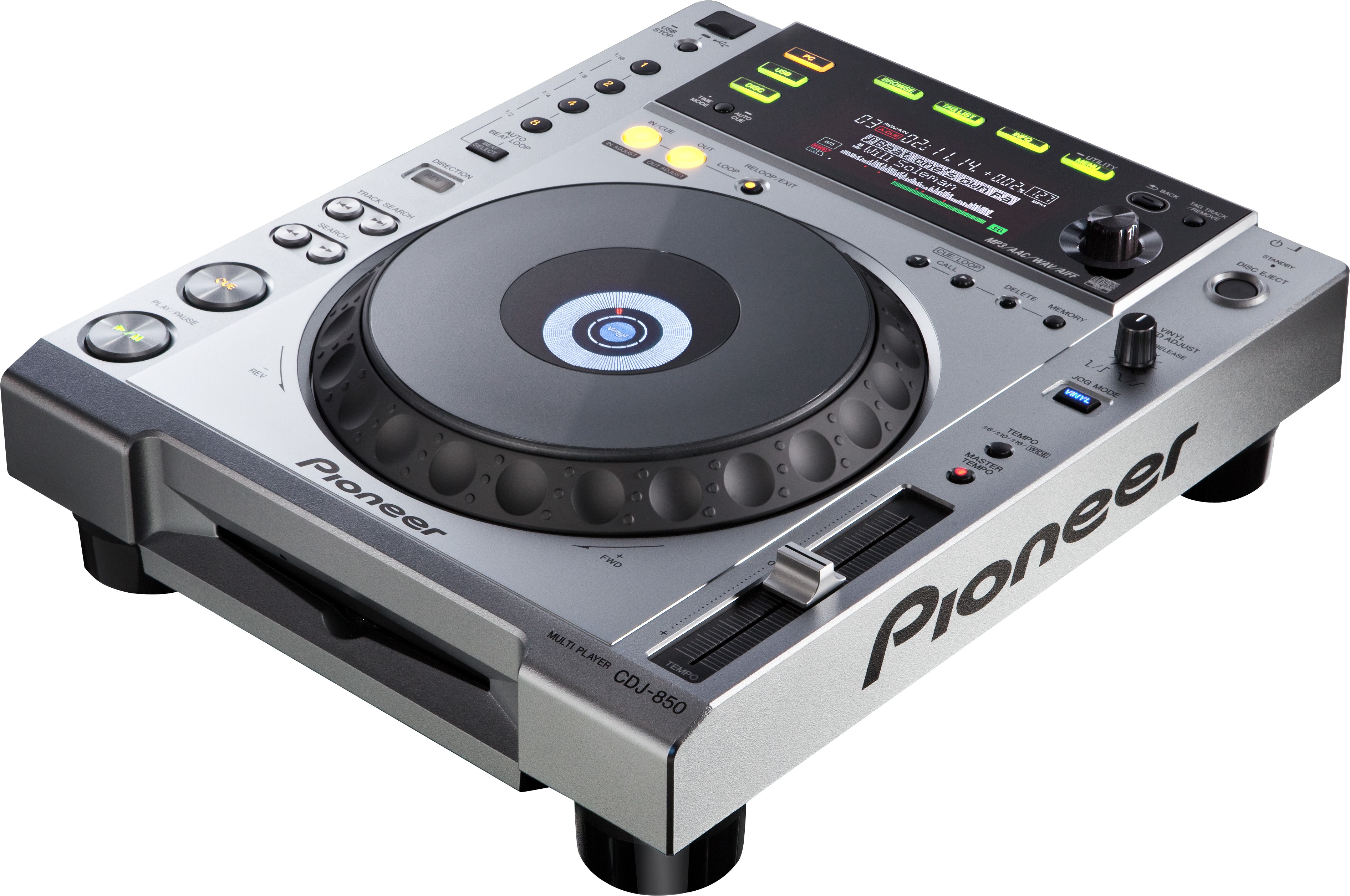 先锋 Pioneer CDJ850 打碟机 DJ播放器 数字平台 带全刮擦轮和rekordbox支架（银色）