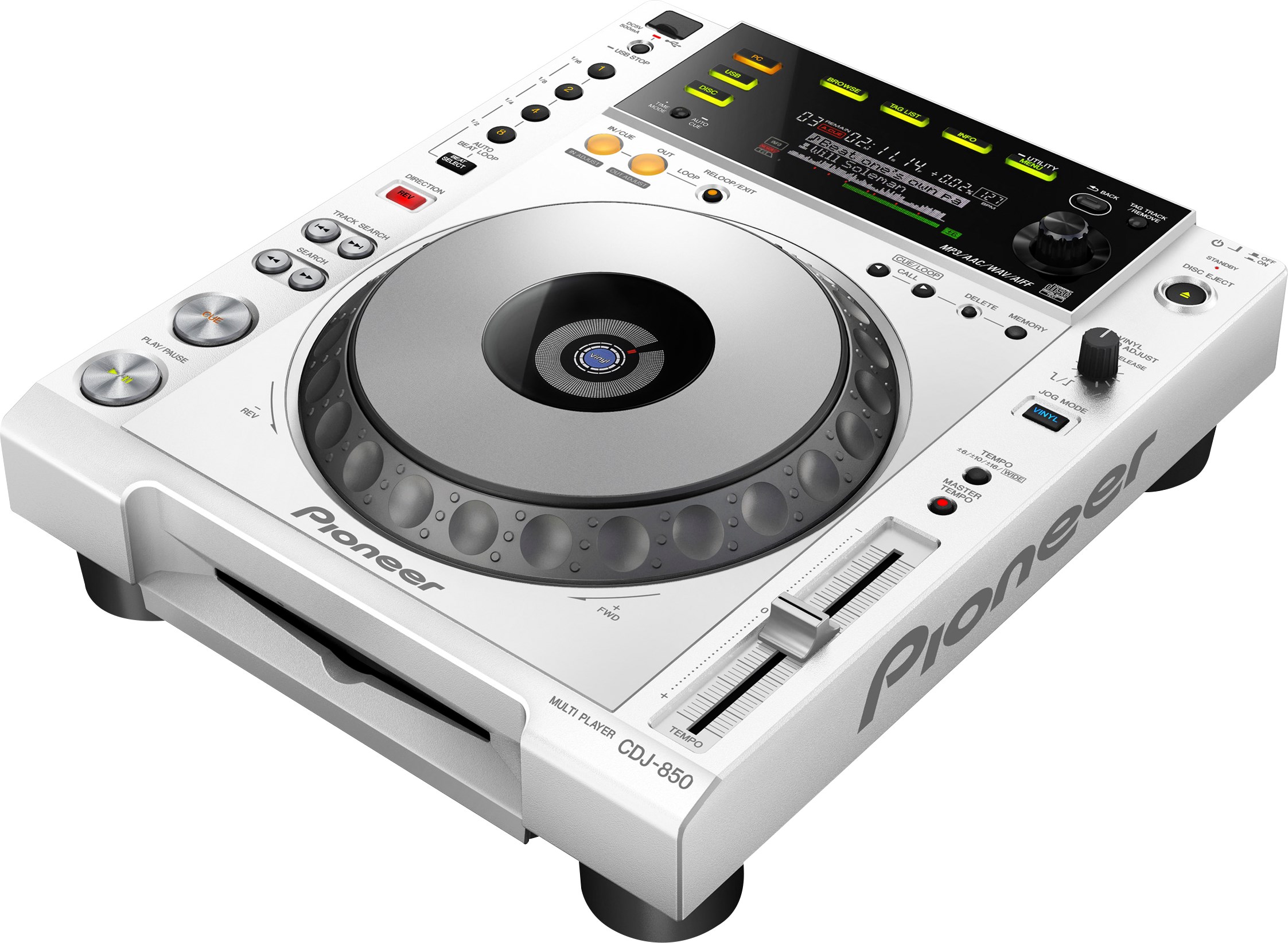 先锋 Pioneer CDJ-850-W 打碟机 DJ播放器 数字平台 带全刮擦轮和rekordbox支架（白色）
